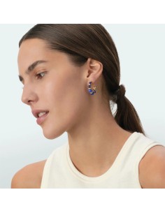 Pendientes criollas Ramatuelle acabado azul y oro | Aros elegantes Agatha París 2