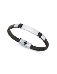 Pulsera Viceroy Magnum de acero y piel trenzada negra y marrón para hombre 14058P01011