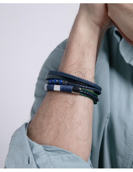 PULS ACERO Y PIEL AZUL Y VERDE CORDON SR FN