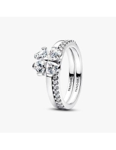 Anillo Divisible en plata de ley Trébol de la Suerte Brillante