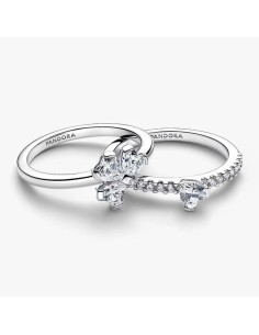 Anillo Divisible en plata de ley Trébol de la Suerte Brillante 2