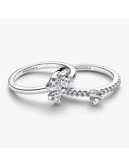 Anillo Divisible en plata de ley Trébol de la Suerte Brillante