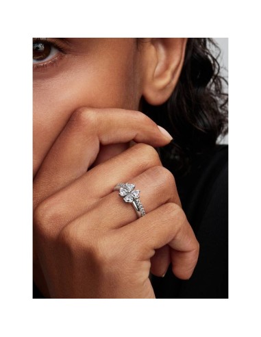 Anillo Divisible en plata de ley Trébol de la Suerte Brillante