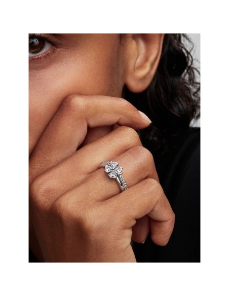 Anillo Divisible en plata de ley Trébol de la Suerte Brillante