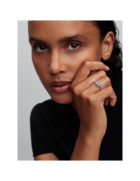 Anillo Divisible en plata de ley Trébol de la Suerte Brillante