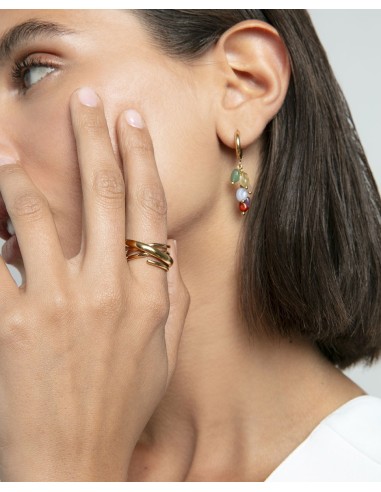 Anillo Viceroy de acero IP dorado cruzado abierto para mujer talla 16