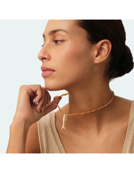 Collar Midi Calma Marrón y Dorado para Mujer | Agatha Paris