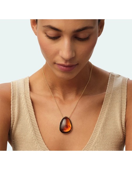 Collar Largo Calma Marrón y Dorado para Mujer | Agatha Paris