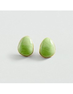Pendientes Largos Calma Verde y Dorado para Mujer | Agatha Paris