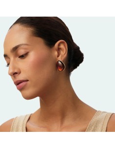 Pendientes Largos Calma Marrón y Dorado para Mujer | Agatha Paris 2