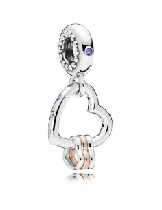 Charm colgante de plata Rose con cristal y corazones
