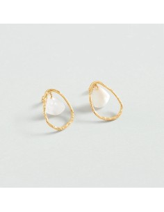 Pendientes Largos Calma Blanco y Oro para Mujer | Agatha Paris