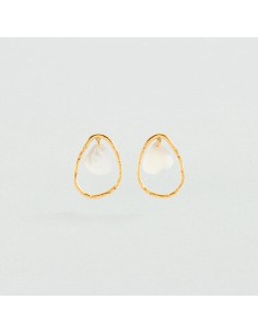Pendientes Largos Calma Blanco y Oro para Mujer | Agatha Paris 2