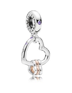 Charm colgante de plata Rose con cristal y corazones 2