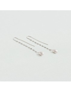 Pendientes Largos Calma Plateados para Mujer | Agatha Paris