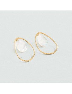 Pendientes Largos Calma Blanco y Oro para Mujer | Agatha Paris