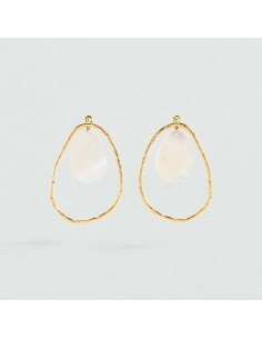 Pendientes Largos Calma Blanco y Oro para Mujer | Agatha Paris 2