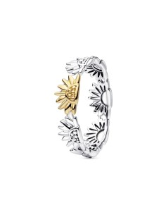 Anillo Girasol en Dos Tonos Pandora Plata de Ley y recubrimiento de Oro 14k 164702C00