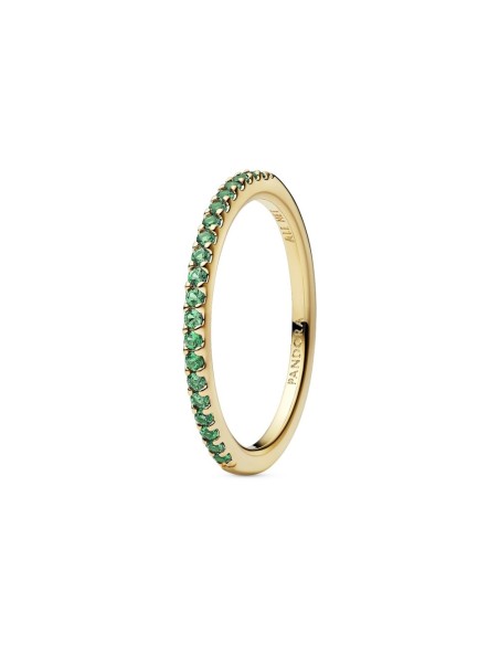 Anillo Banda Verde Brillante Pandora Baño en Oro de 14k con Cristales Verdes 162999C03