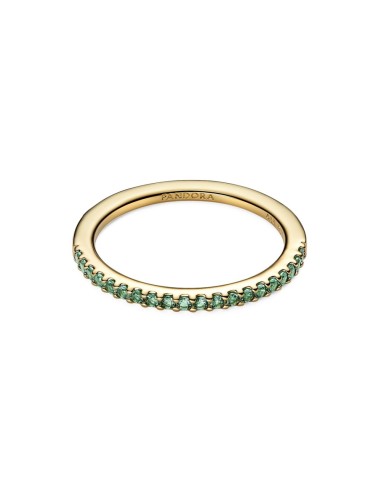 Anillo Banda Verde Brillante Pandora Baño en Oro de 14k con Cristales Verdes 162999C03