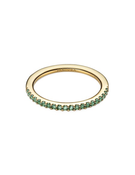 Anillo Banda Verde Brillante Pandora Baño en Oro de 14k con Cristales Verdes 162999C03