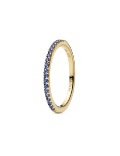 Anillo Banda Azul Brillante Pandora con Recubrimiento de Oro de 14k y Cristales Azules 162999C02