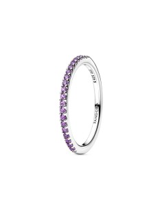 Anillo Banda Morado Brillante Pandora Plata de Ley con Cristales Morados 192999C04