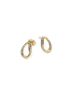 Pendientes de Botón Óvalos Forma Orgánica con Gemas Engastadas Pandora con Recubrimiento de Oro 14k 264659C01