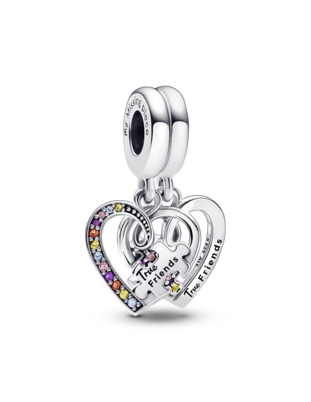 Charm Colgante Divisible en plata de ley Puzzle Corazones de la Amistad Pandora
