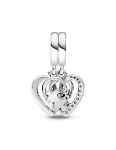 Charm Colgante Divisible en plata de ley Puzzle Corazones de la Amistad Pandora 2