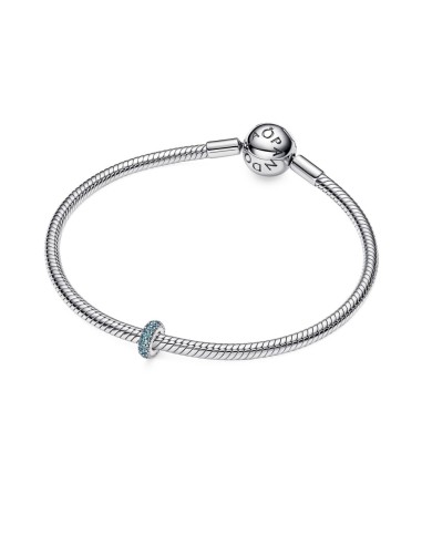 Charm Separador Gemas Azul Hielo Pandora Plata de Ley con Cristales Azul Claro 791359C01