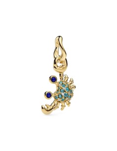Charm Colgante Cangrejo Pandora con Recubrimiento de Oro 14k y Cristales Azules 764684C01