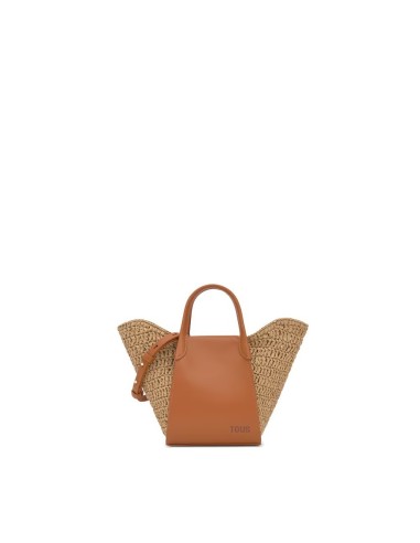 Capazo pequeño camel TOUS Tulip Rafia para mujer | Bolso de verano elegante