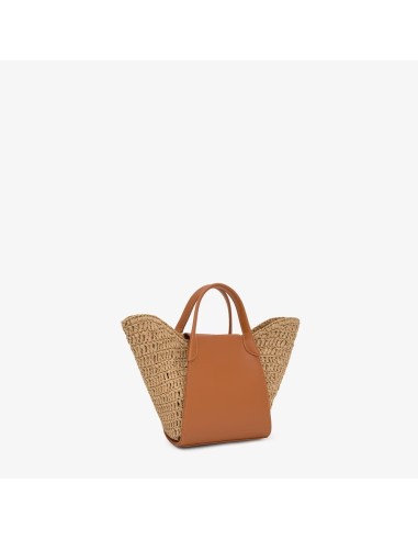 Capazo pequeño camel TOUS Tulip Rafia para mujer | Bolso de verano elegante