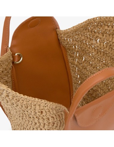 Capazo pequeño camel TOUS Tulip Rafia para mujer | Bolso de verano elegante