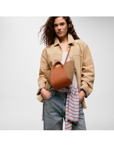 Capazo pequeño camel TOUS Tulip Rafia para mujer | Bolso de verano elegante