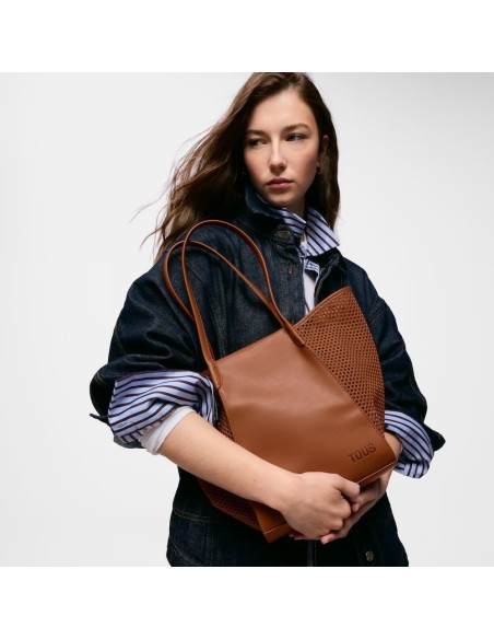 Capazo mediano camel TOUS Tulip Cutout para mujer | Bolso shopper de verano