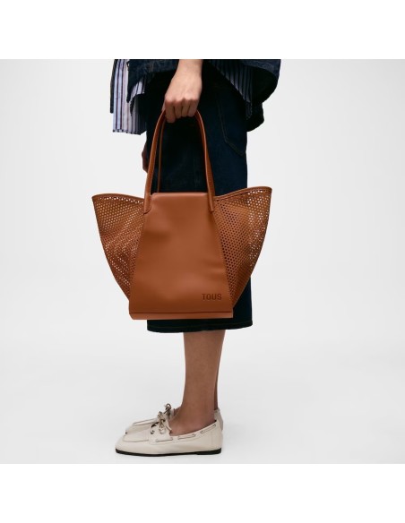 Capazo mediano camel TOUS Tulip Cutout para mujer | Bolso shopper de verano