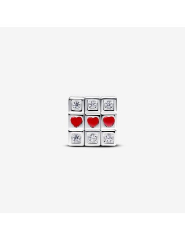 Charm Cubo de Juguete Móvil en Plata de Ley con Corazones Rojos y Circonitas | Pandora 793672C01