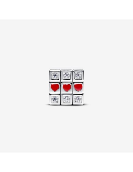 Charm Cubo de Juguete Móvil en Plata de Ley con Corazones Rojos y Circonitas | Pandora 793672C01