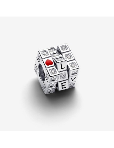 Charm Cubo de Juguete Móvil en Plata de Ley con Corazones Rojos y Circonitas | Pandora 793672C01