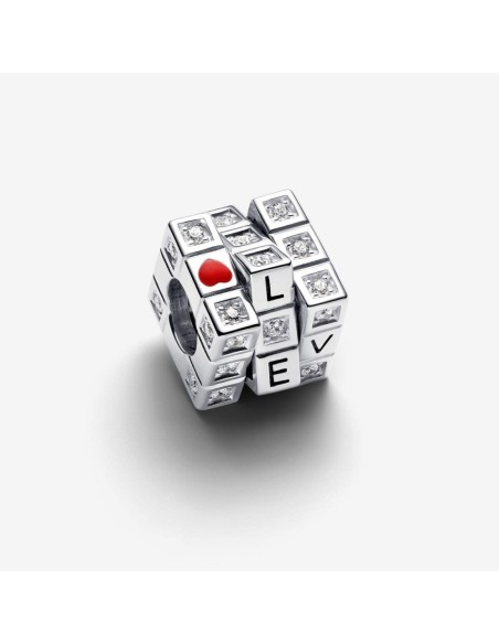 Charm Cubo de Juguete Móvil en Plata de Ley con Corazones Rojos y Circonitas | Pandora 793672C01
