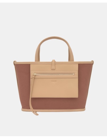 Capazo mediano TOUS Double-Way Kaos Mini beige reversible