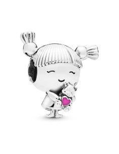 Charm Pandora Niña con Piruleta de plata con esmalte rosa