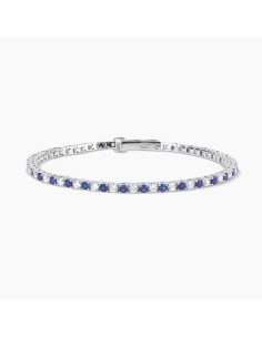 Pulsera tenis MABINA GIOIELLI de plata de ley rodiada con circonitas azules y blancas