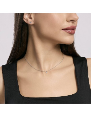 Colgante de plata con circonita blanca | Collar solitario minimalista