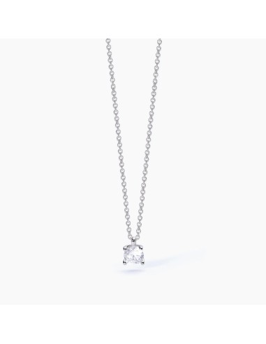 Colgante de plata con circonita blanca | Collar solitario minimalista