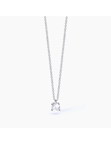 Colgante de plata con circonita blanca | Collar solitario minimalista