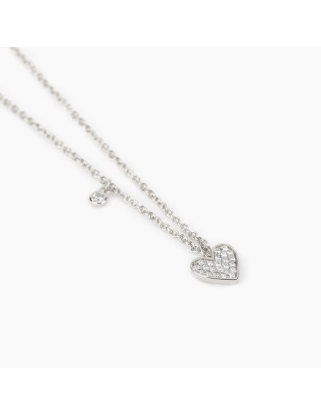 Collar de plata con colgante corazón y circonitas | Diseño elegante y romántico