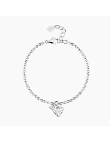 Pulsera de Plata con Colgante de Corazón y Circonitas Blancas – Pulsera Plata 925 Mujer